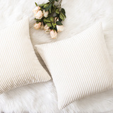 HOME BRILLIANT Decorative Accent Pillow Covers Case Striped Corduroy Plush Velvet Cushion Cover for 