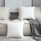 Home Brilliant Pillow Covers 26 x 26 Set of 2 Super Soft Striped Corduroy Velvet Decorative Euro Thr