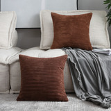 Home Brilliant Euro Pillows 26x26 Set of 2 Large Solid Striped Corduroy Euro Throw Pillow Cushion Co