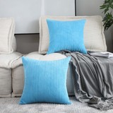 Home Brilliant Decorative Pillow Cover Soft Velvet Corduroy Striped Set of 2 Square Throw Pillow Cov
