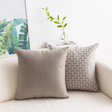 HOME BRILLIANT Pack of 2 Linen Pillowcases Dots and Checkers Woven Texture Decorative Cushion Cover 