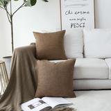 HOME BRILLIANT Decorative Throw Pillow Covers Faux Linen Cushion Covers for Bed Couch Sofa Bench, 18