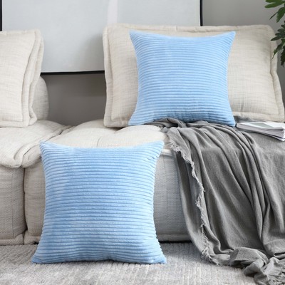 Home Brilliant Blue Throw Pillow Covers Set Supersoft Corduroy Decorative Pillow Covers Velvet Cushi